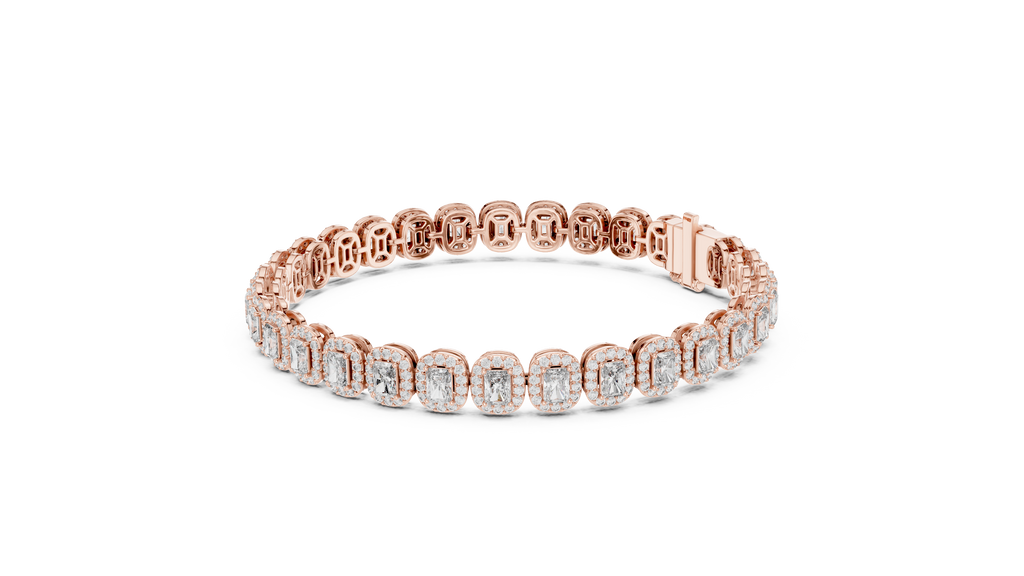 Elegant Cushion Cut Diamond Halo Bracelet