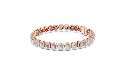 Elegant Cushion Cut Diamond Halo Bracelet