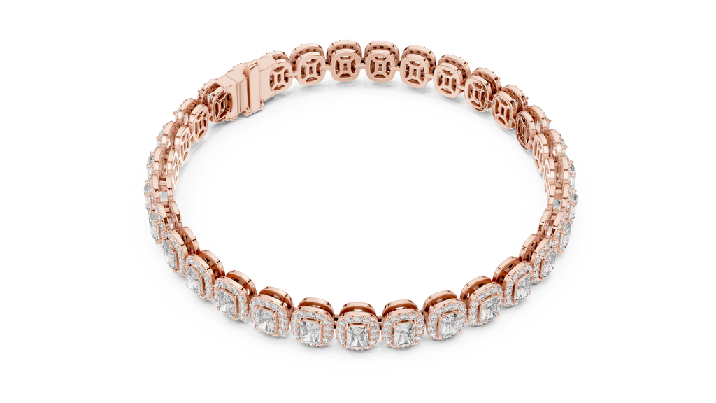 Elegant Cushion Cut Diamond Halo Bracelet