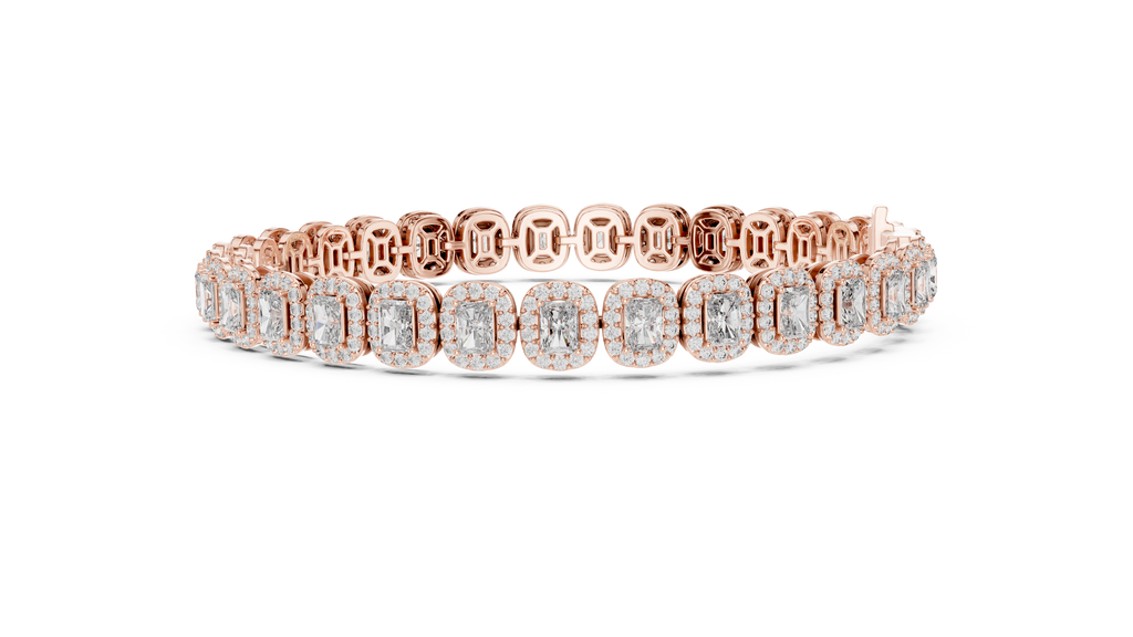 Elegant Cushion Cut Diamond Halo Bracelet