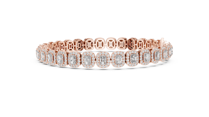 Elegant Cushion Cut Diamond Halo Bracelet