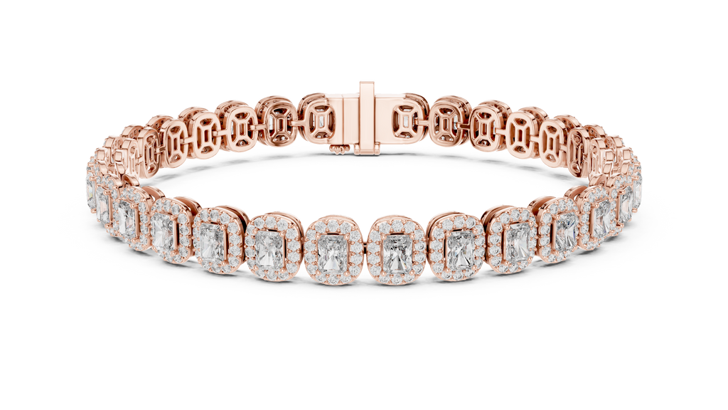 Elegant Cushion Cut Diamond Halo Bracelet