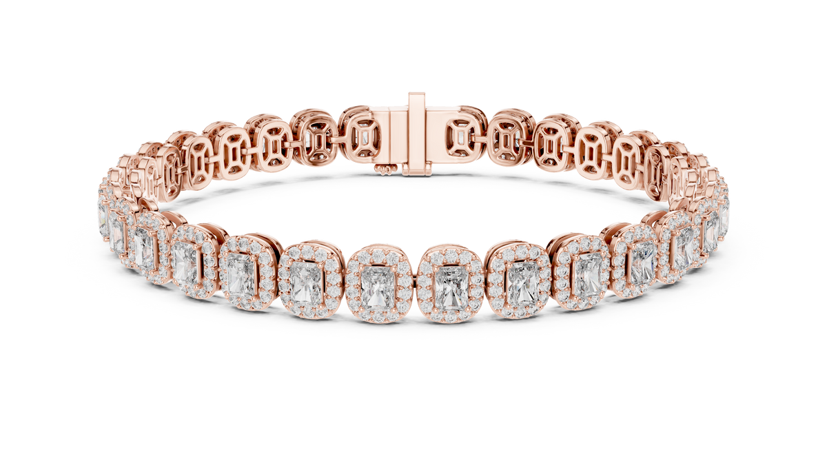 Elegant Cushion Cut Diamond Halo Bracelet