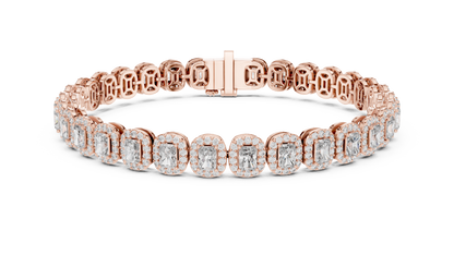 Elegant Cushion Cut Diamond Halo Bracelet