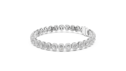 Elegant Cushion Cut Diamond Halo Bracelet