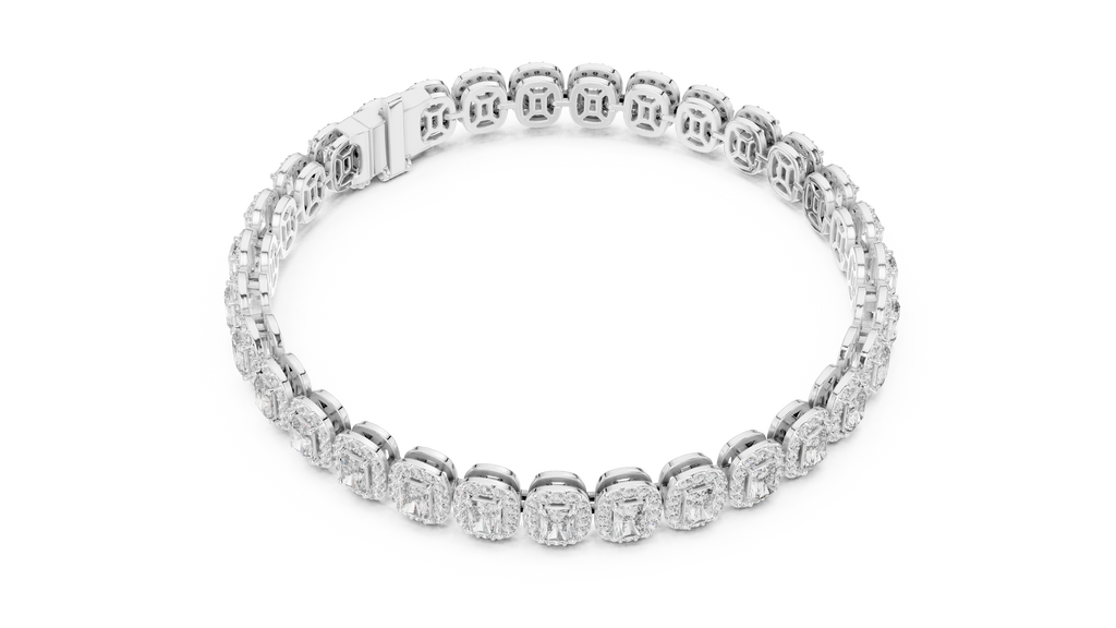 Elegant Cushion Cut Diamond Halo Bracelet