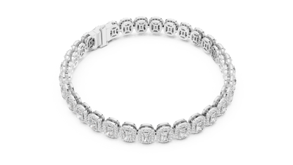 Elegant Cushion Cut Diamond Halo Bracelet