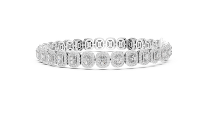 Elegant Cushion Cut Diamond Halo Bracelet