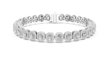 Elegant Cushion Cut Diamond Halo Bracelet
