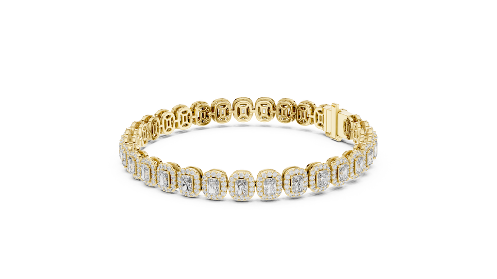 Elegant Cushion Cut Diamond Halo Bracelet