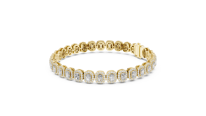 Elegant Cushion Cut Diamond Halo Bracelet