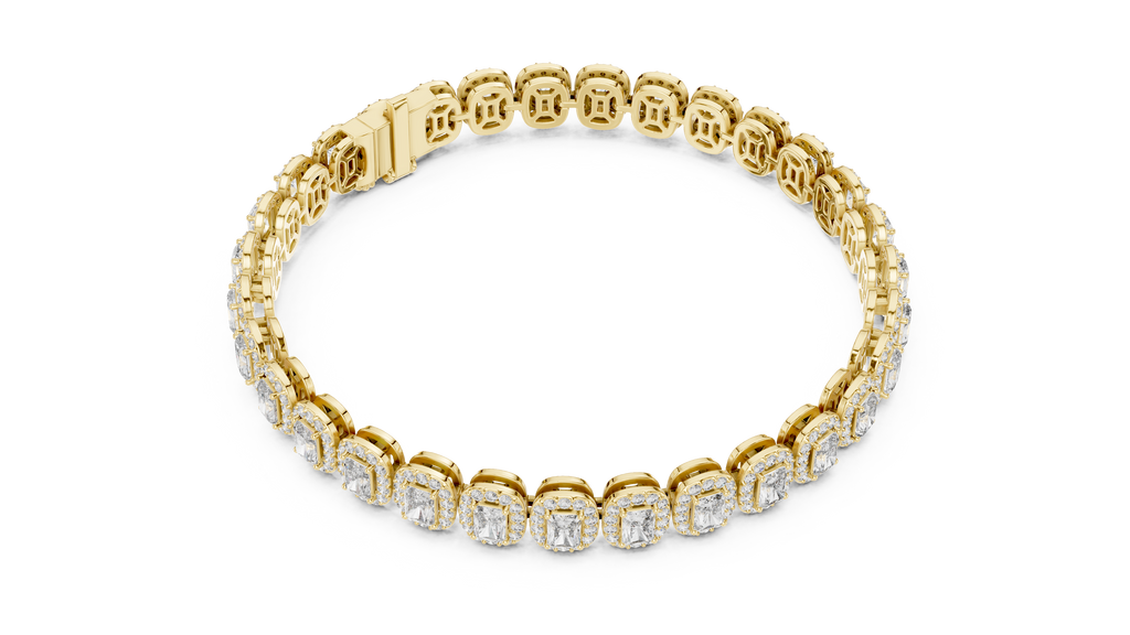 Elegant Cushion Cut Diamond Halo Bracelet