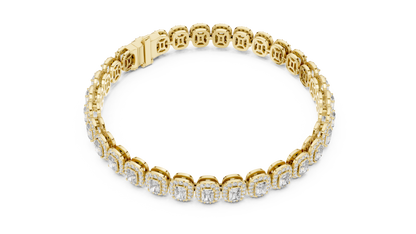 Elegant Cushion Cut Diamond Halo Bracelet