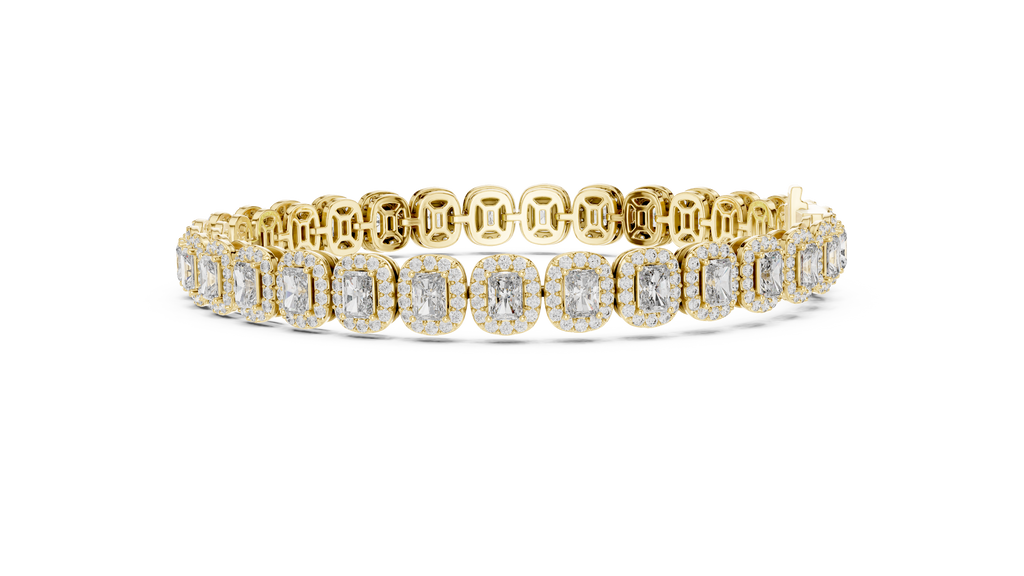 Elegant Cushion Cut Diamond Halo Bracelet