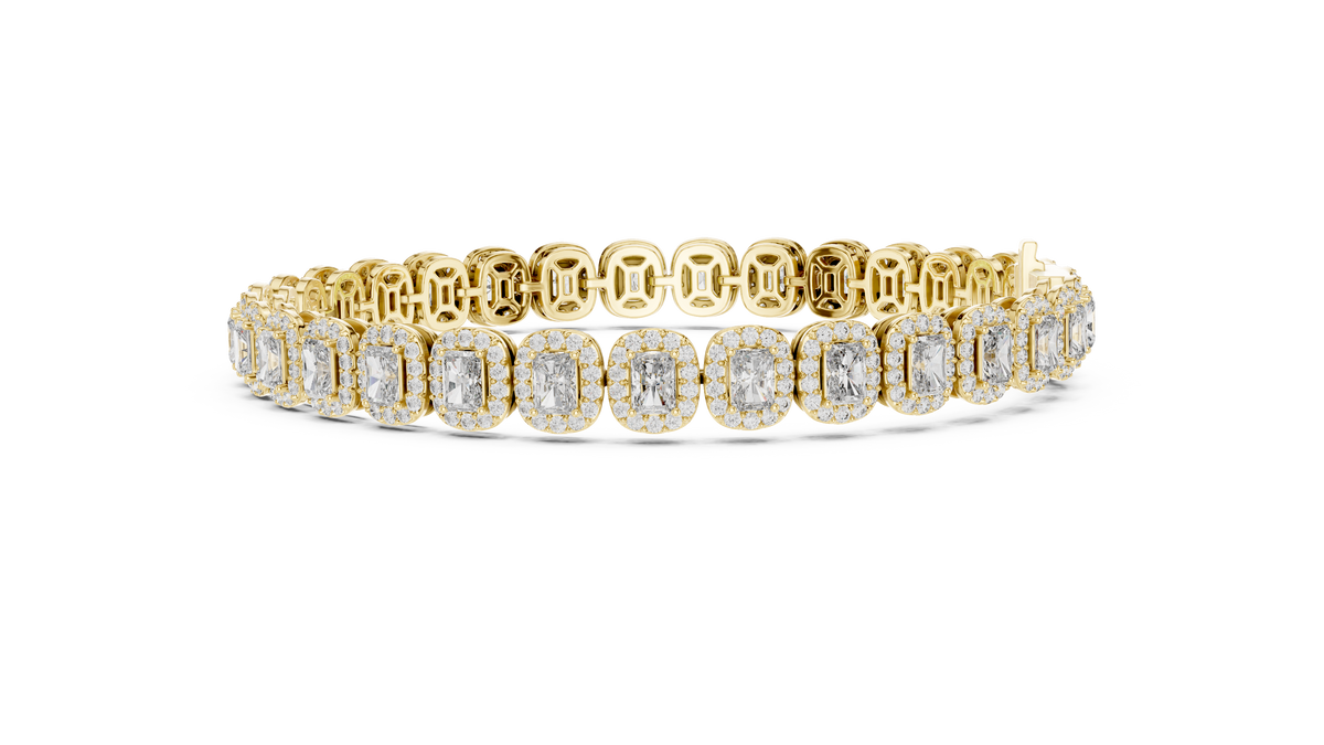 Elegant Cushion Cut Diamond Halo Bracelet