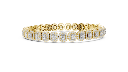 Elegant Cushion Cut Diamond Halo Bracelet