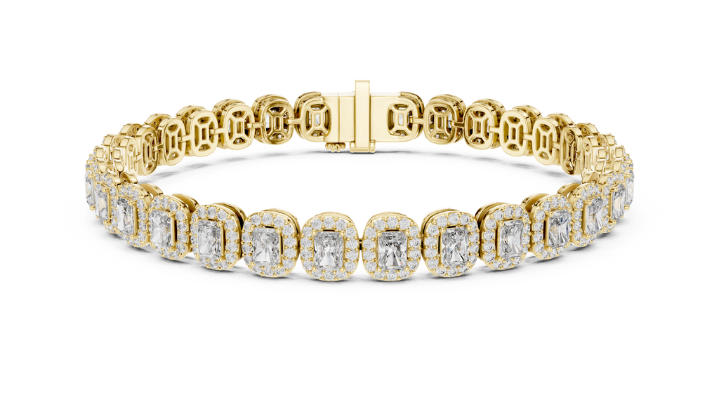 Elegant Cushion Cut Diamond Halo Bracelet