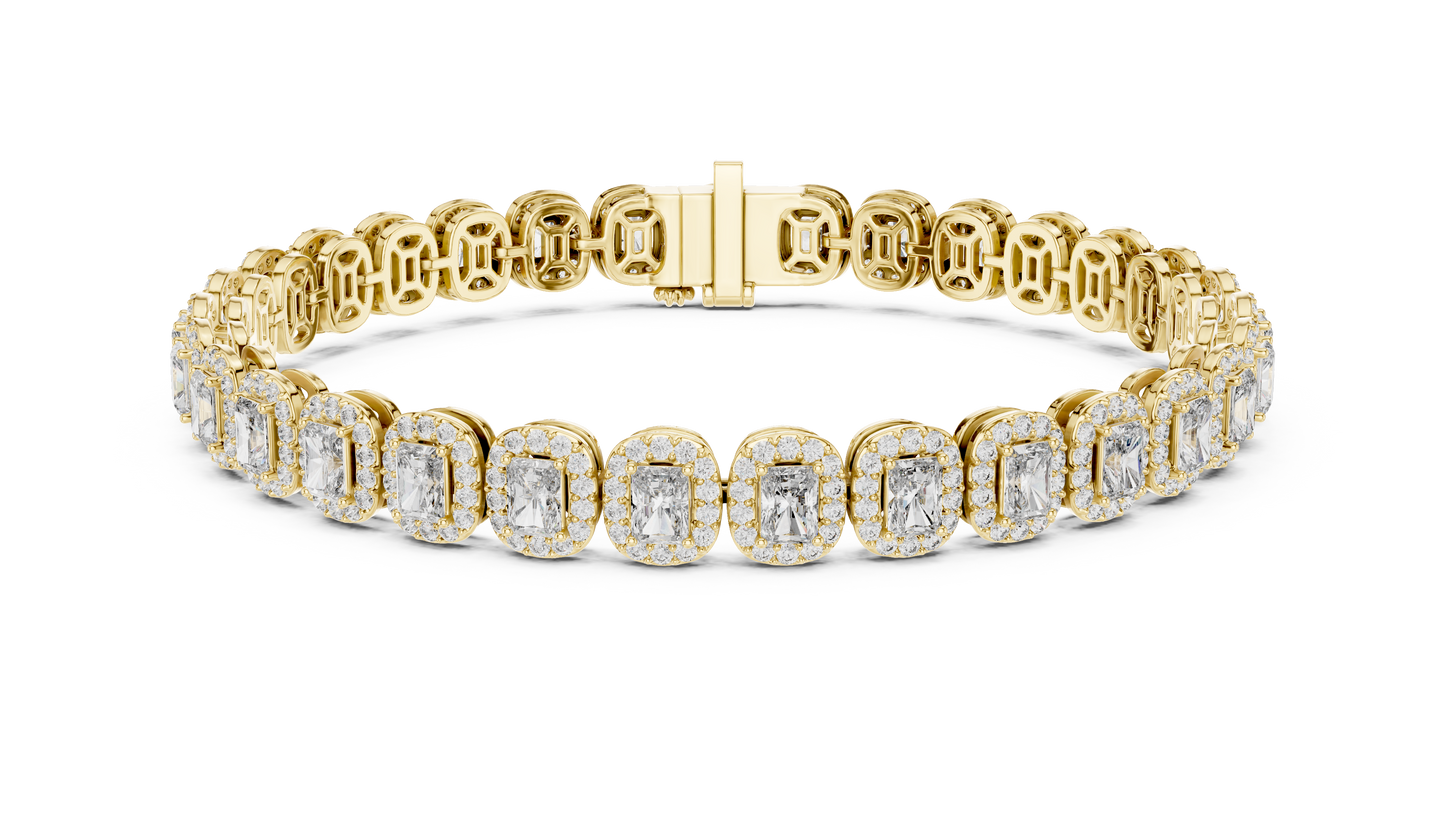 Elegant Cushion Cut Diamond Halo Bracelet