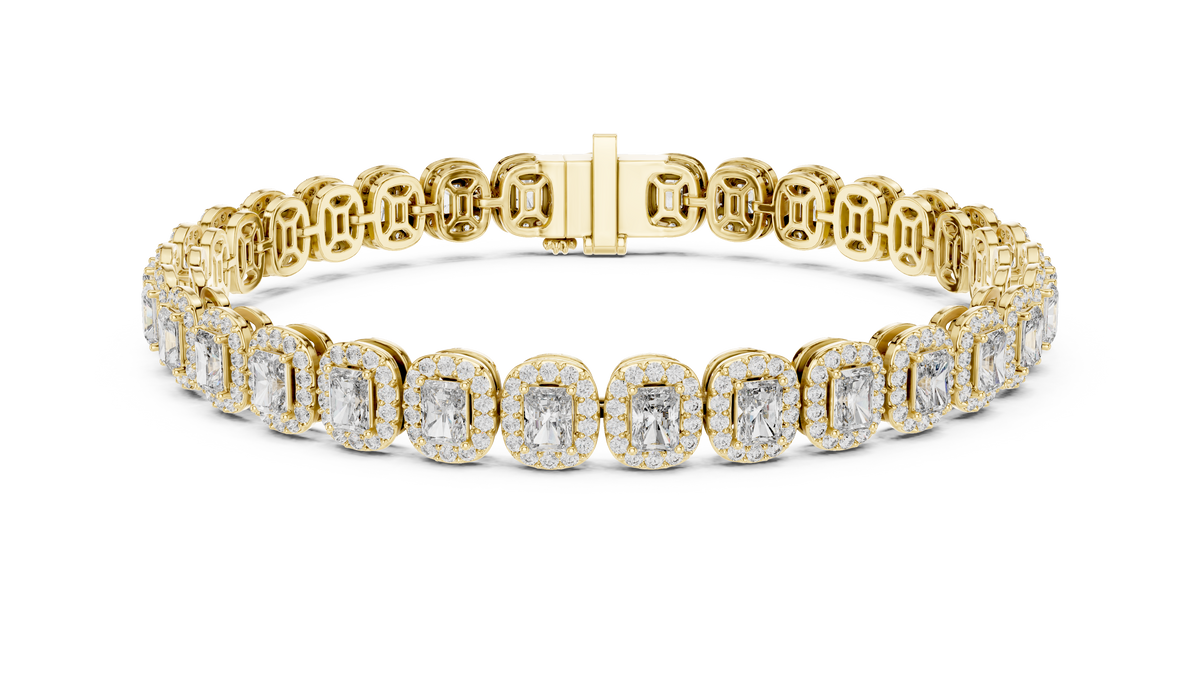 Elegant Cushion Cut Diamond Halo Bracelet