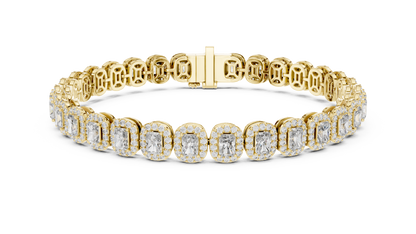Elegant Cushion Cut Diamond Halo Bracelet