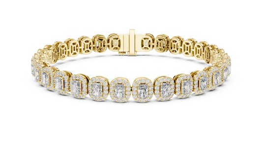 Elegant Cushion Cut Diamond Halo Bracelet