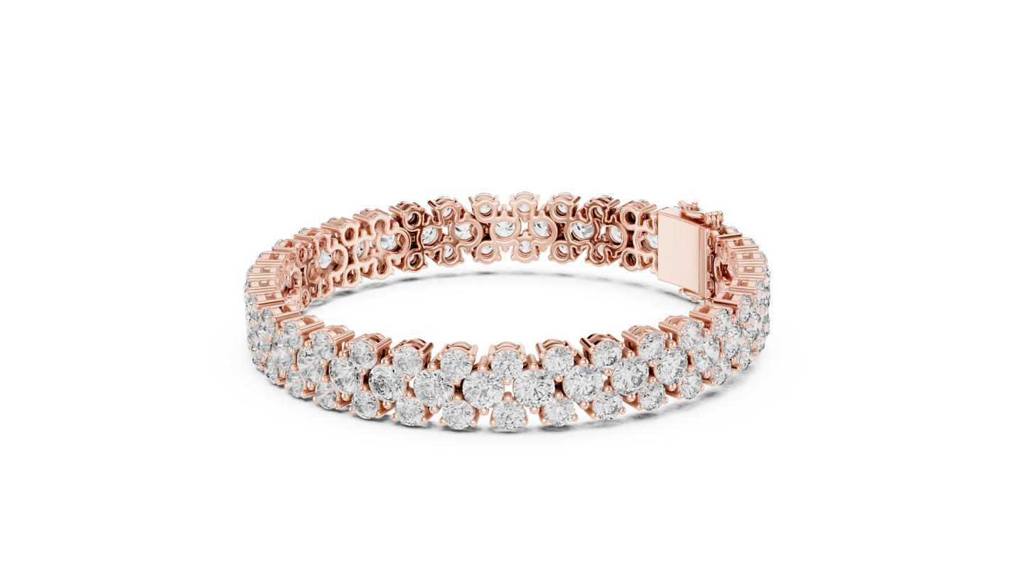 Trendy Rose Gold Cluster Diamond Bracelet – Bold & Sparkling Design