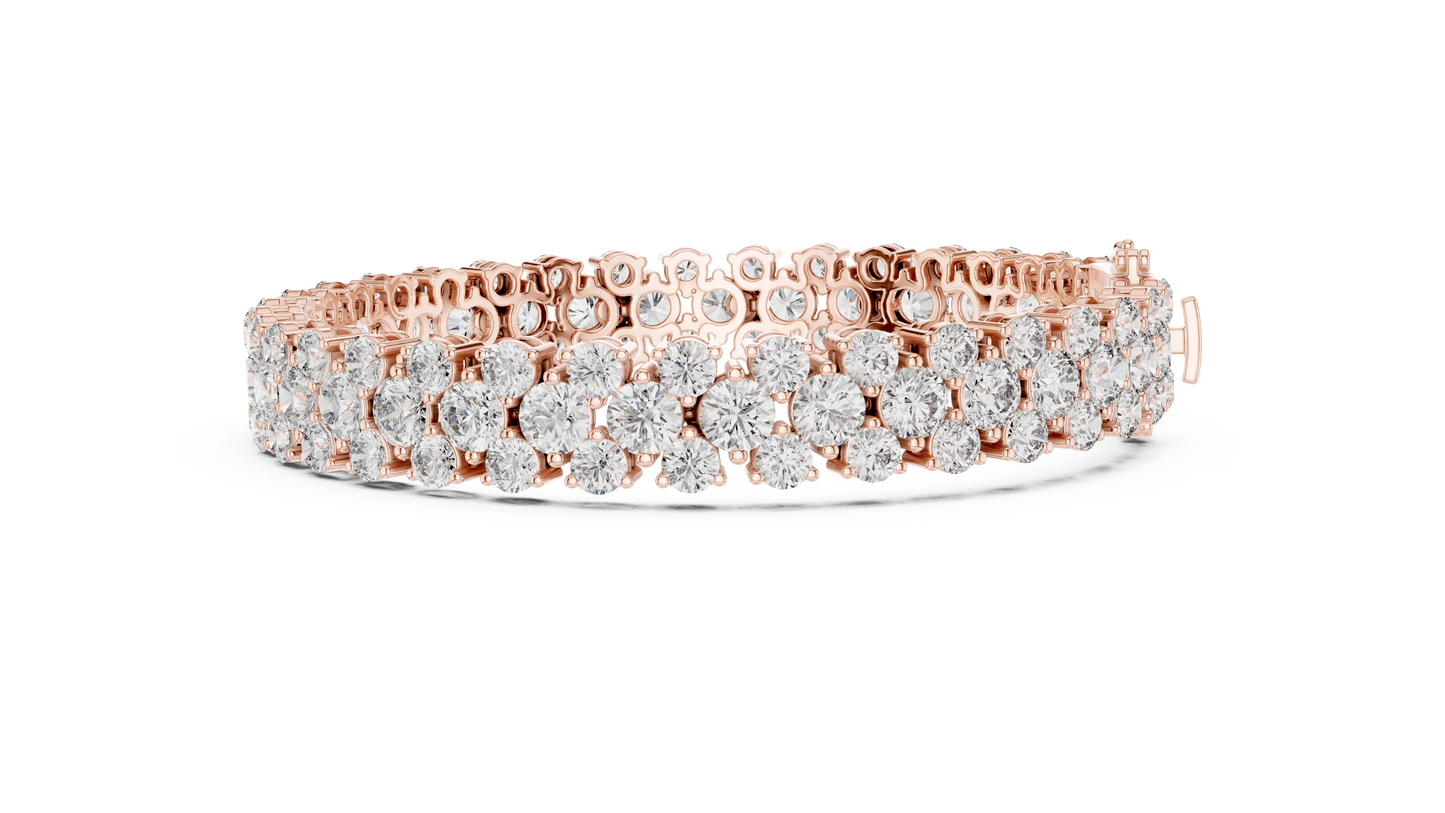 Trendy Rose Gold Cluster Diamond Bracelet – Bold & Sparkling Design