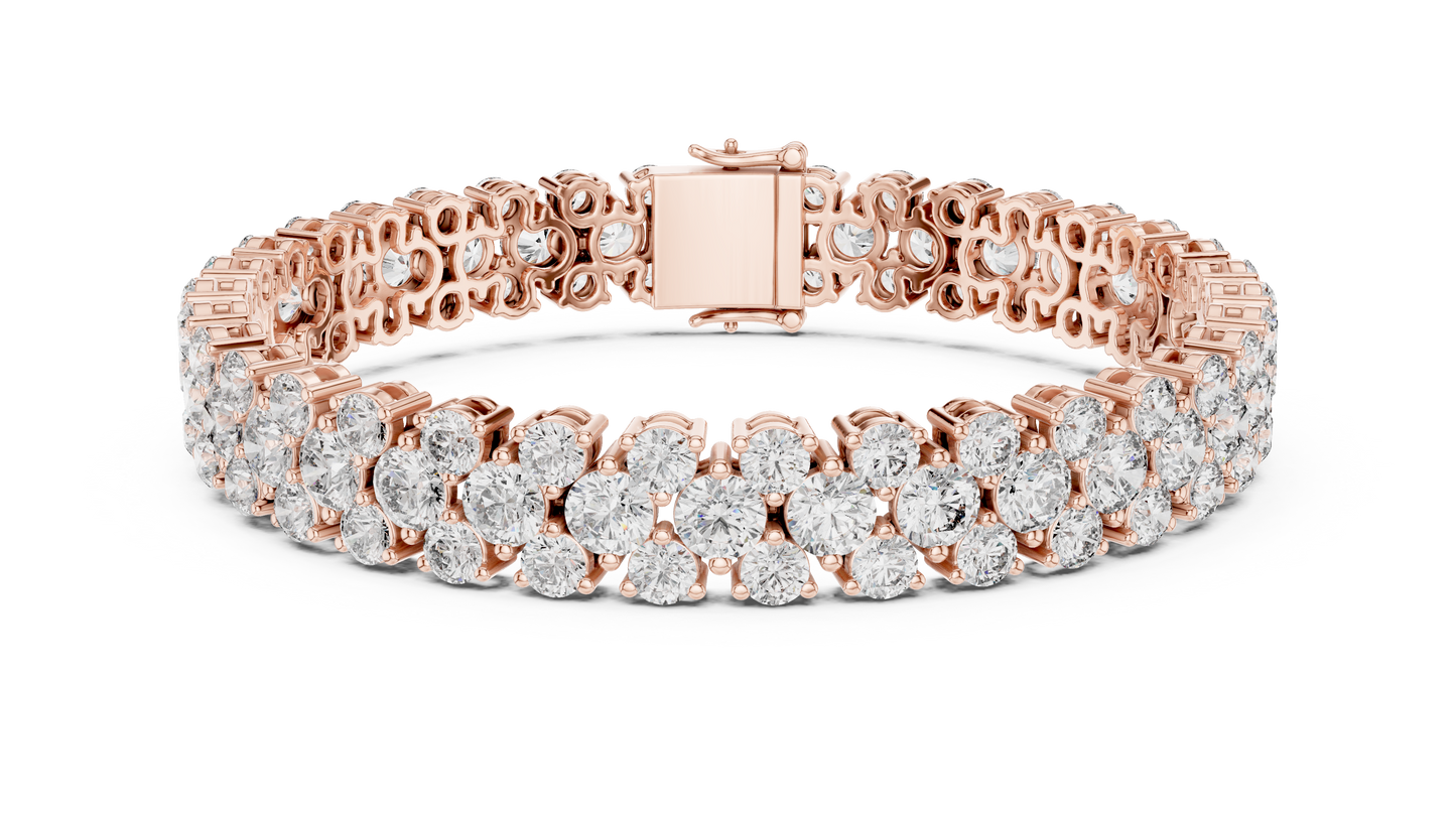 Trendy Rose Gold Cluster Diamond Bracelet – Bold & Sparkling Design