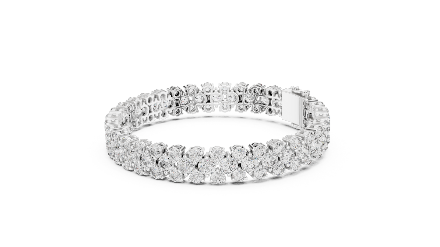 Trendy Rose Gold Cluster Diamond Bracelet – Bold & Sparkling Design