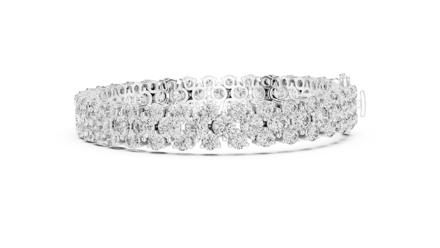 Trendy Rose Gold Cluster Diamond Bracelet – Bold & Sparkling Design