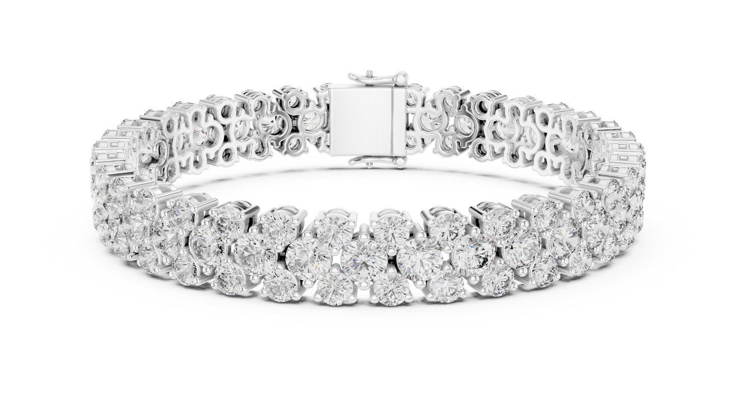 Trendy Rose Gold Cluster Diamond Bracelet – Bold & Sparkling Design