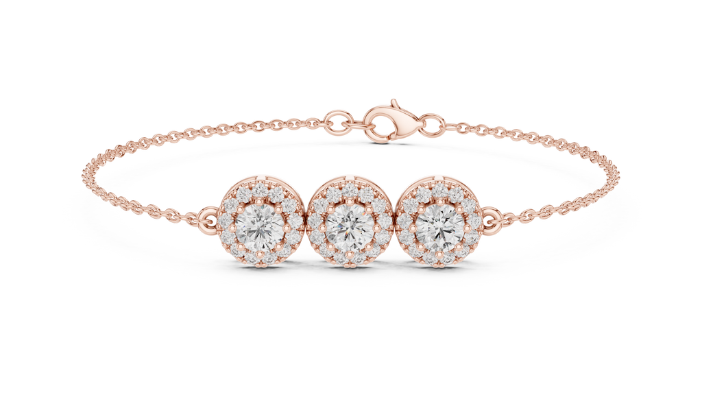 Engagement Diamond Bracelet – Classic Halo Chain Design