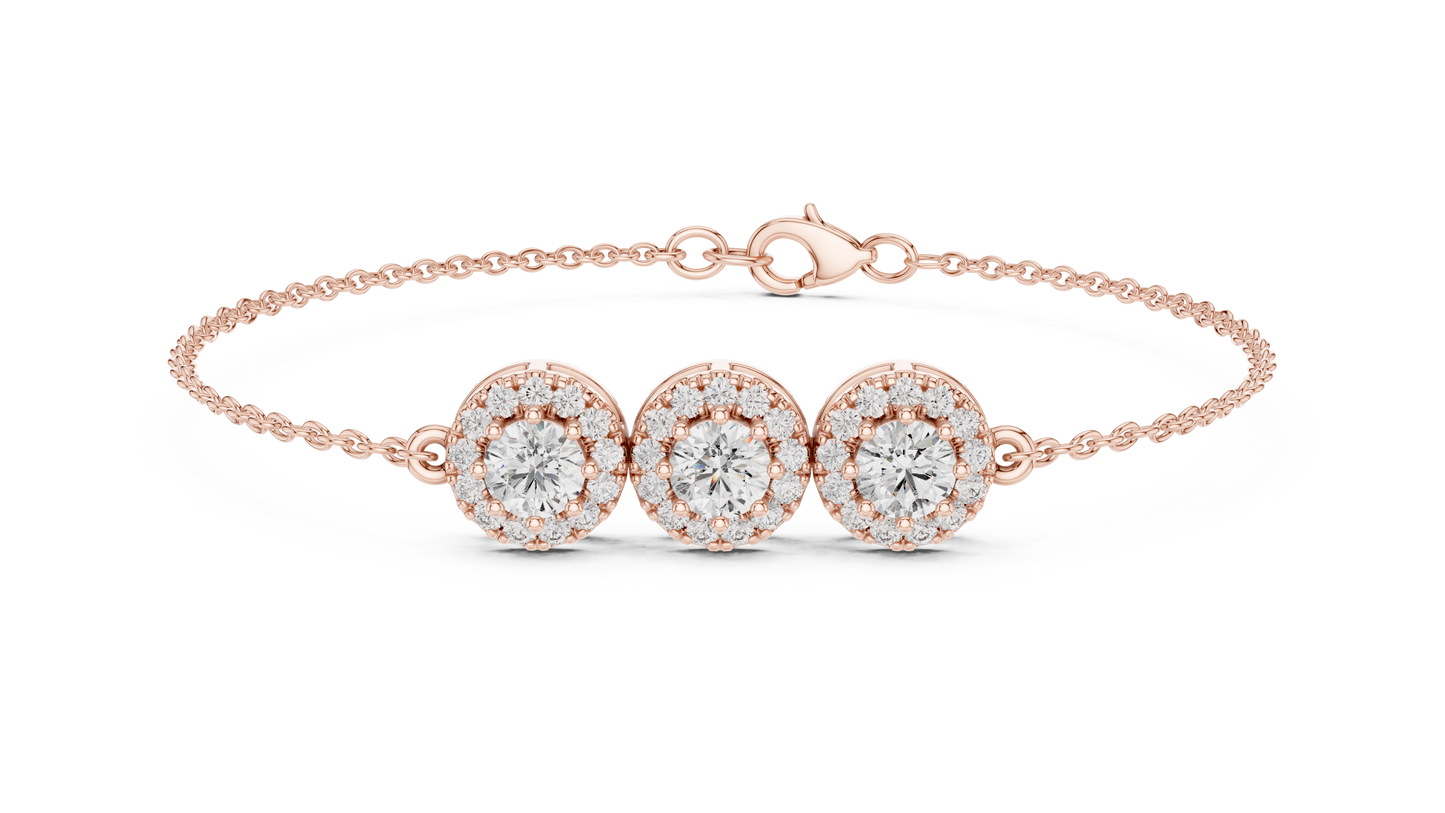 Engagement Diamond Bracelet – Classic Halo Chain Design