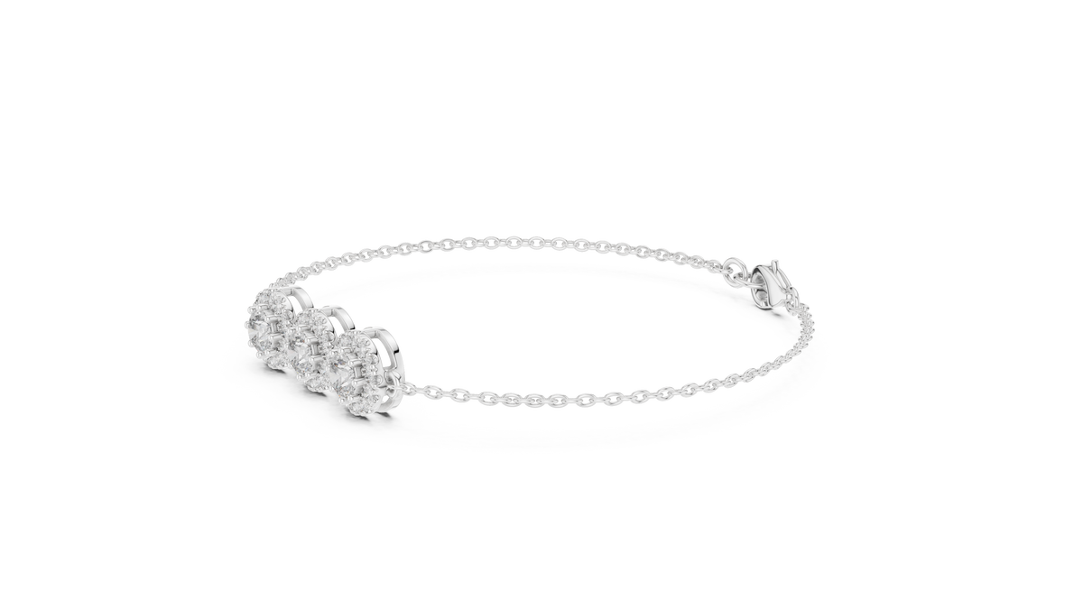 Engagement Diamond Bracelet – Classic Halo Chain Design