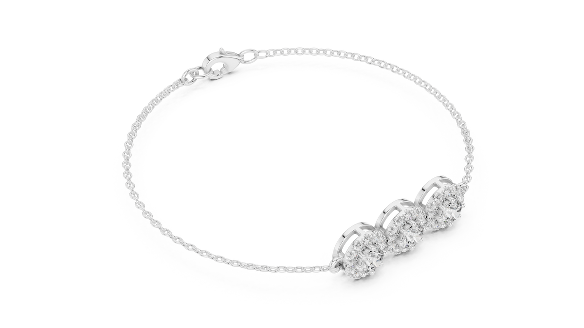 Engagement Diamond Bracelet – Classic Halo Chain Design