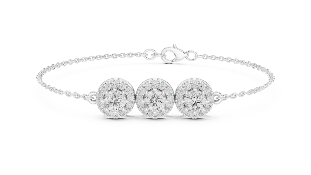 Engagement Diamond Bracelet – Classic Halo Chain Design