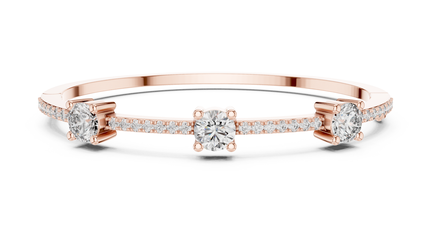 Minimal Three Solitaire Diamond Bracelet