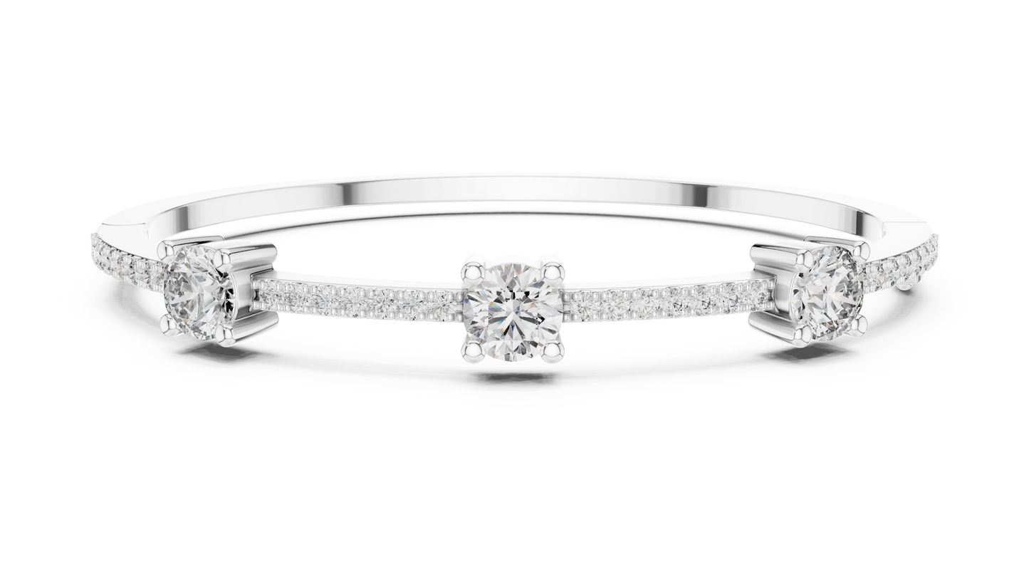 Minimal Three Solitaire Diamond Bracelet