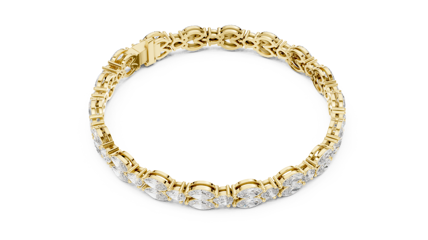 Brilliant Marquise-Cut Diamond Gold Bracelet