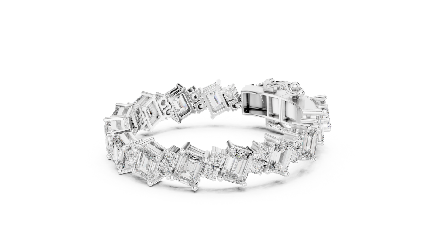 Luxury Emerald-Cut Diamond Tennis Bracelet