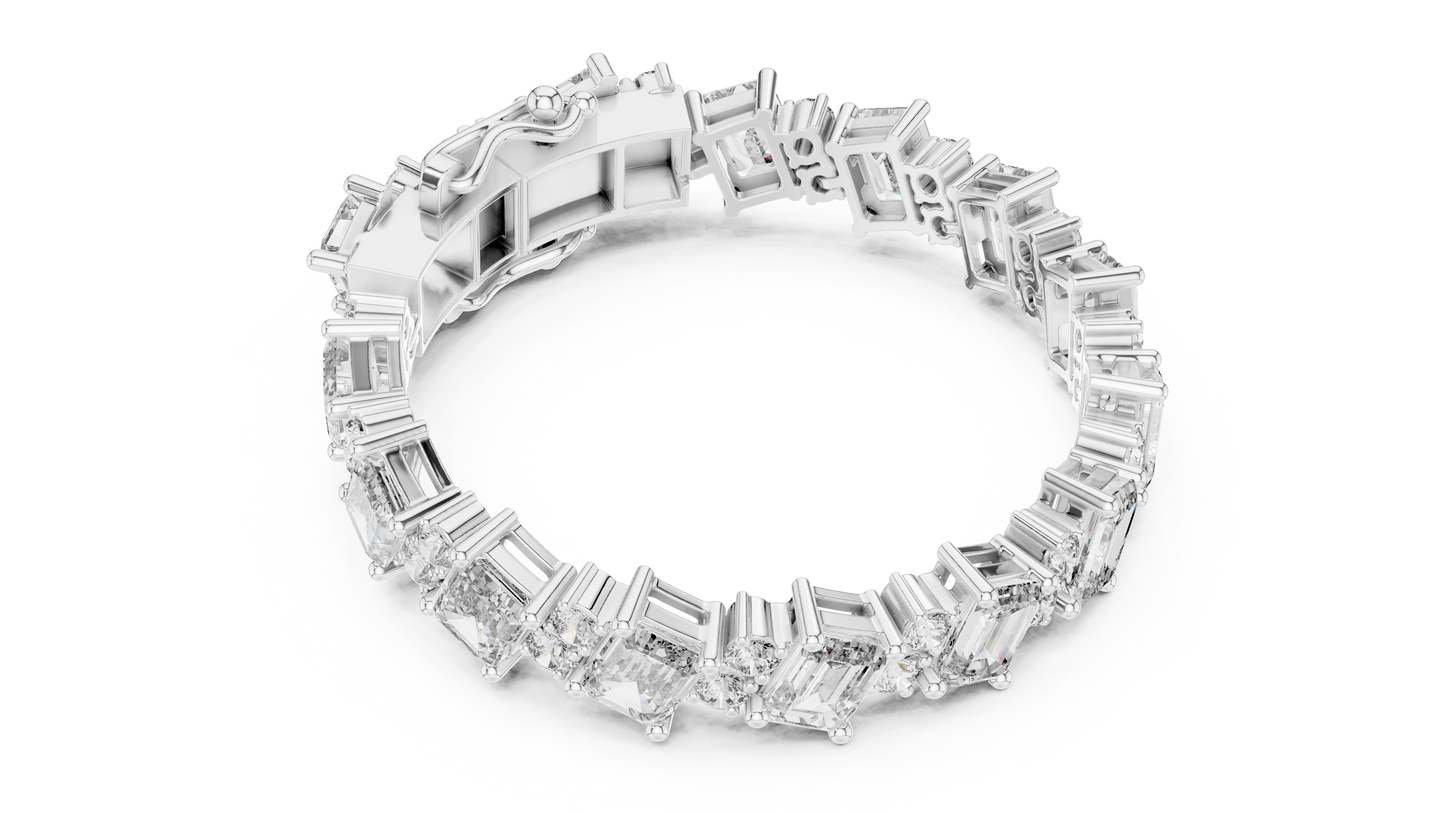 Luxury Emerald-Cut Diamond Tennis Bracelet