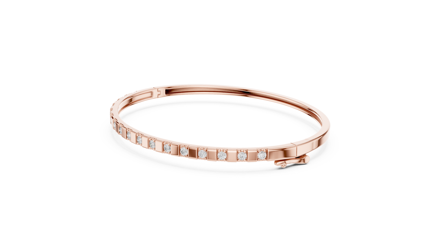 Luxury Slim Diamond Bangle in Gold