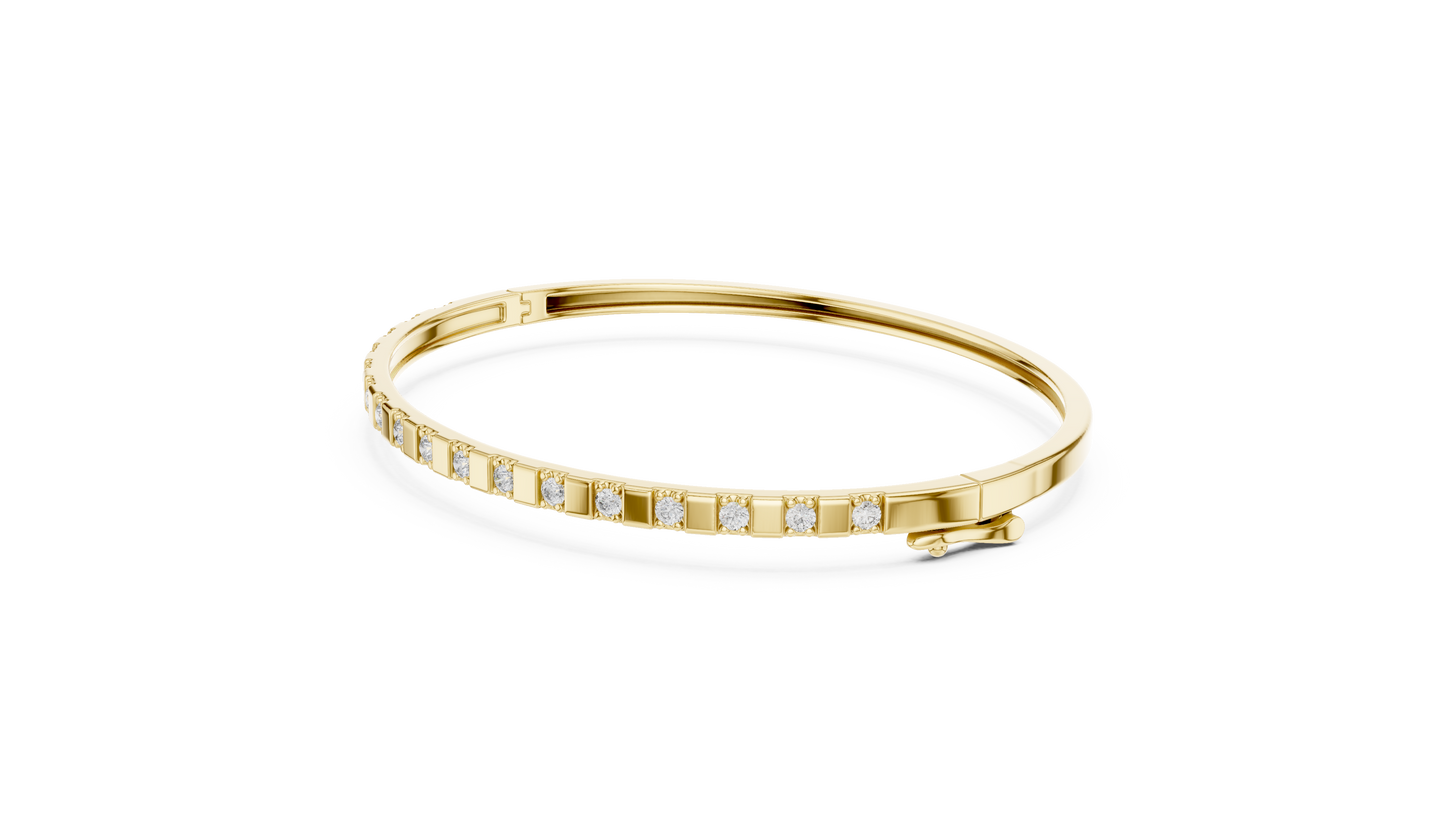 Luxury Slim Diamond Bangle in Gold