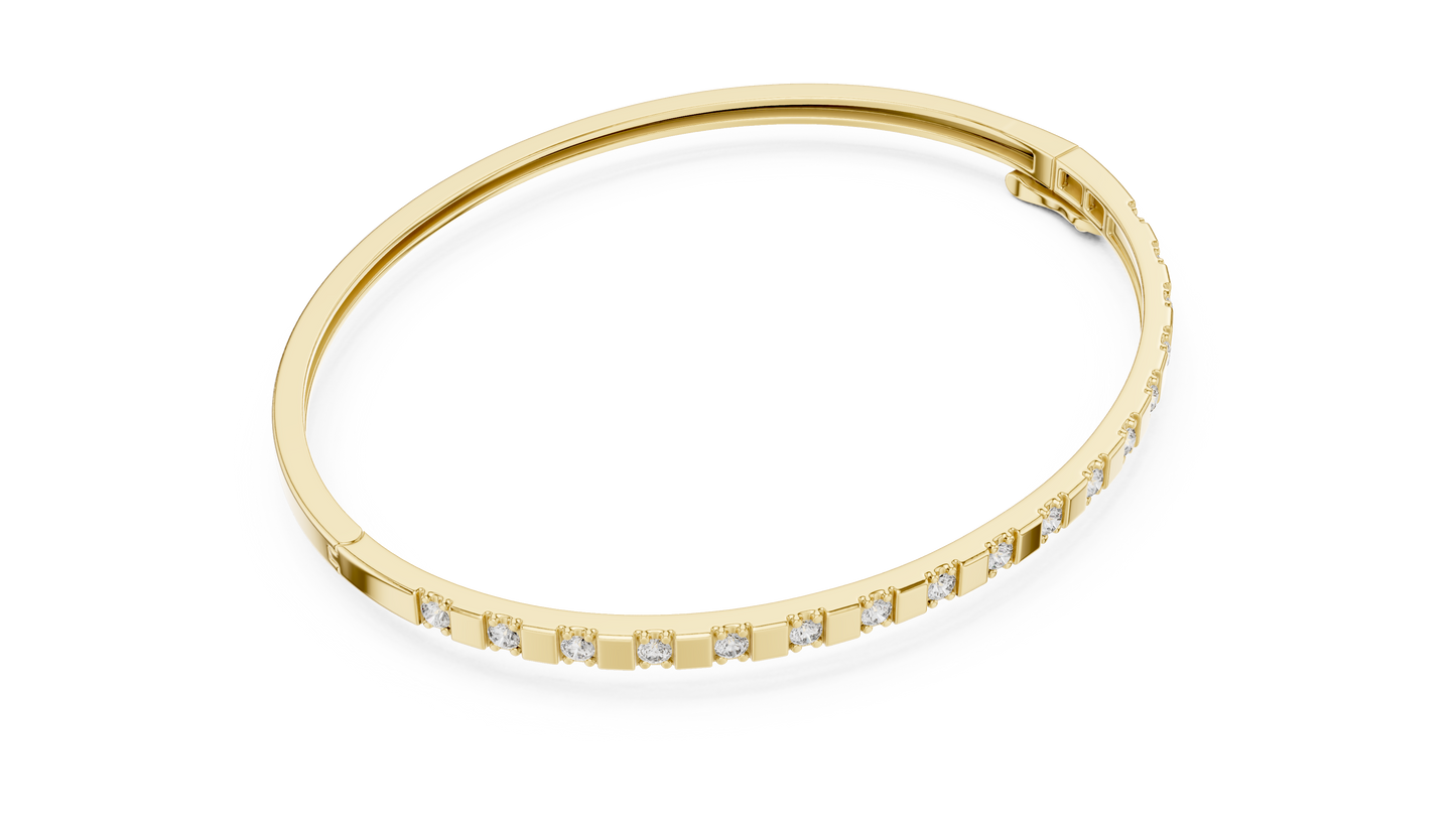 Luxury Slim Diamond Bangle in Gold