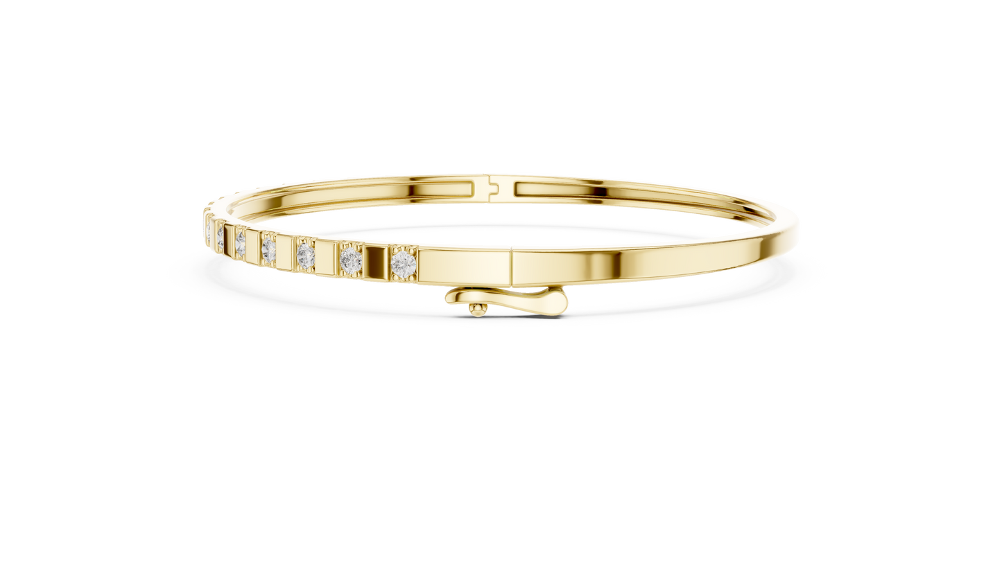 Luxury Slim Diamond Bangle in Gold