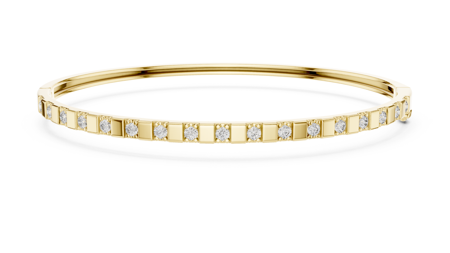 Luxury Slim Diamond Bangle in Gold