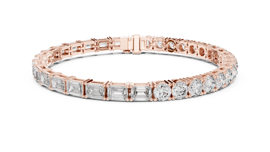 White Luxe Emerald & Round Diamond Bracelet