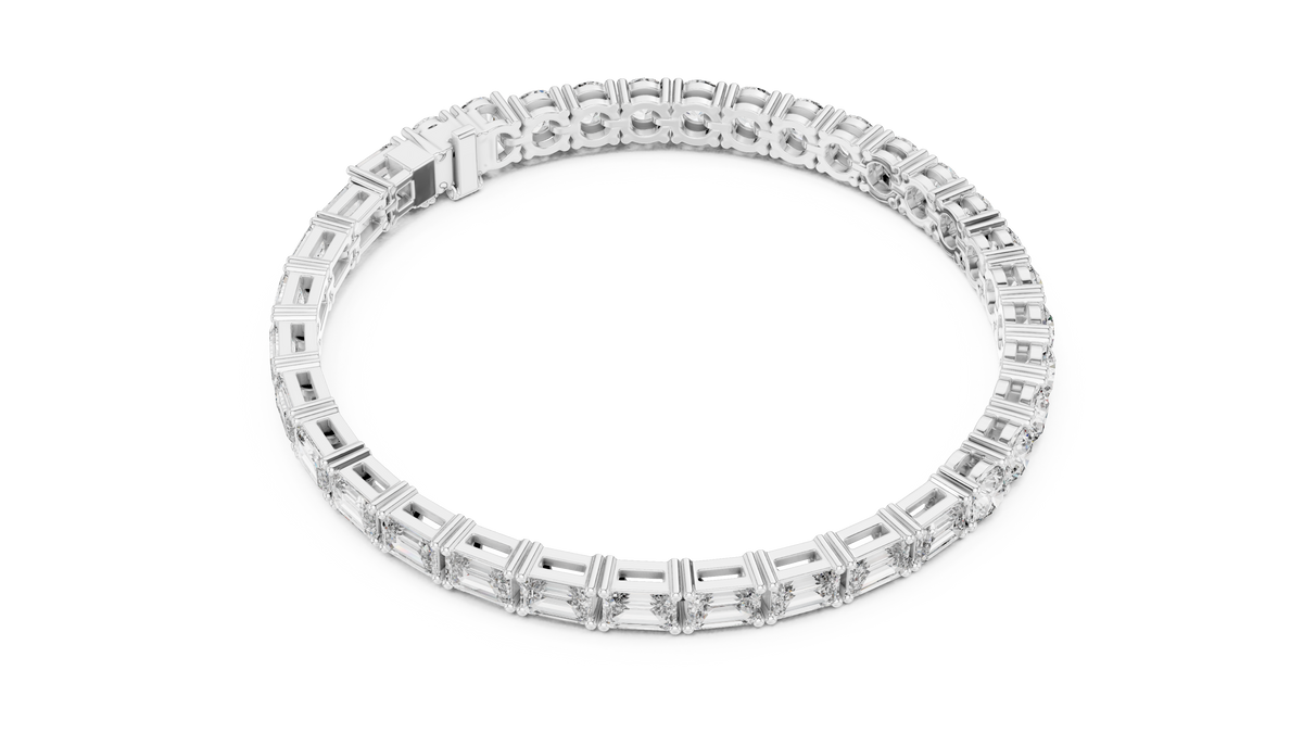 White Luxe Emerald & Round Diamond Bracelet