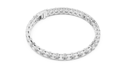 White Luxe Emerald & Round Diamond Bracelet