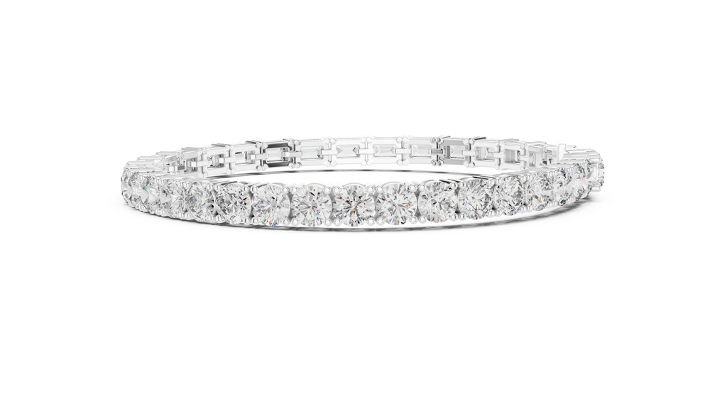 White Luxe Emerald & Round Diamond Bracelet